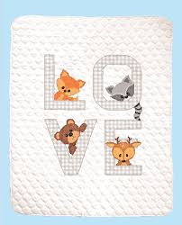 Baby quilt handmade cross stitch baby animals pink and brown hand quilted crib quilt toddler quilt bear bunny squirrel lamb quilt. Cross Stitch Kits Afghans Blankets And Quilts