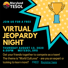 The aim of this jeopardy game is to revise food and cooking vocabulary, such as vegetables, fruit, legumes/pulses, cooking verbs, and kit. Maryland Tesol Virtual Jeopardy Night