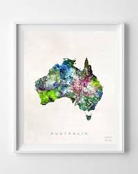 Australia Map Print Australia Print Poster Australia Map Etsy Map Wall Art Watercolor Map Poster Prints