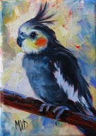 Cockatiel Dreaming By Mary Van Deman Oil 7 X 5 Parrots Art Animal Paintings Acrylic Animal Paintings