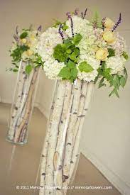 Birch Branches And Flowers In Glass Cylinders If Not For Wedding Rehearsal Dinner Idea Flower Arrangements Floral Arrangements Flowers