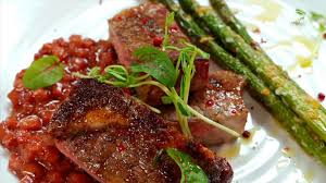 Steak With Apple Sauce And Roasted Asparagus Taste Show Roasted Asparagus Pan Seared Steak Toscana Recipe