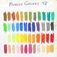 color chart of 48 mungyo gallery oil pastels on white