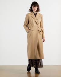 Flap side pockets and a si. Double Breasted Peaked Lapel Coat Camel Jackets And Coats Ted Baker Uk