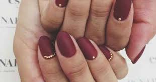 Maroon nails gold swarovski crystal nails red nails autumn beauty supplies nail art supplies acrylic & press on nails explore related categories & searches craft supplies & tools red and gold more listed on nov 29, 2020 3956 favorites. Matte Or Satin Burgundy Nails With Gold Accents Hair Beauty At Repinned Net