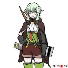 Elf in sun dress by ronindude on deviantart. 20 Steps Drawing Tutorial Of High Elf Archer Goblin Slayer Sketchok Easy Drawing Guides