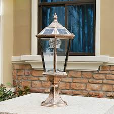 212 led solar lights pir motion sensor waterproof outdoor garden yard wall lamps. Retro Solar Outdoor Pillar Mounted Coach Lights Metal Lantern Glass Led Lights Ebay