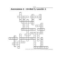 Avancemis 1 unidad 3 leccion 1 crossword puzzle / avancemos 2: Avancemos 1 Unit 3 Lesson 1 3 1 Crossword Puzzle By Senora Payne