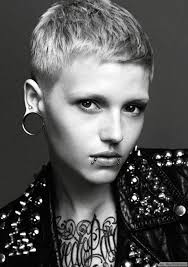 Cropped back and baby bangs. Punk Hairstyles Edgy Rocker Pixie Cut Novocom Top