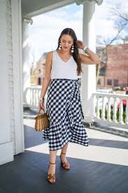 Black And White Gingham Midi Skirt My Bridal Shower Outfit For My Best Friend S Shower Gingham Outfit Outfits Fashion