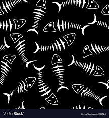 skeleton fish background vector image