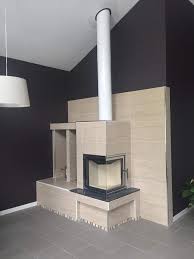 Lackierter Schornstein Edelstahlschornstein Kaminofen Modern Moderne Fliesen