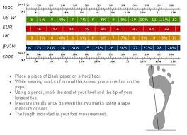 Womens Shoe Size Measurements Womens Shoe Size Chart