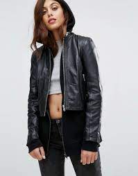Barneys Leather Zip Jacket Black Jackets Zip Jackets Leather Jacket