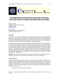 Pdf Information Systems Risks And Risk Factors Are They Mostly About Information Systems
