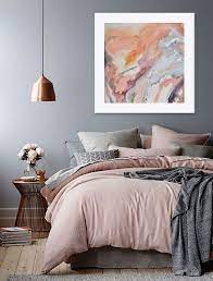Large Fluid Painting Above Bed Decor Blush Pink Wall Art Large Pink Painting Pink Gray Painting Light Salmon Pink Pastel Above Bed Decor Bed Decor Pink Master Bedroom