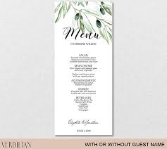Rustic Wedding Menu Template Olive Branches Menu Template Etsy Diy Wedding Menu Wedding Menu Template Rustic Wedding Menu