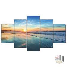 5 Panel Sunset Beach Seascape Canvas Prints Seascape Canvas Online Wall Art Painting