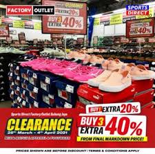 Sports direct大型运动品牌清仓大促销活动即将在7月24日至8月4日于【sports direct subang jaya (factory outlet; Sports Direct Subang Ss13