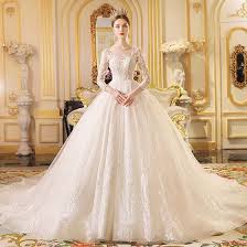Das wichtigste kleid einer frau sollte gut gewählt sein. Klassisch Ivory Creme Durchsichtige Brautkleider Hochzeitskleider 2019 Ballkleid Rundhalsausschnitt 3 4 Armel Ruckenfreies Applikationen Spitze Glanz