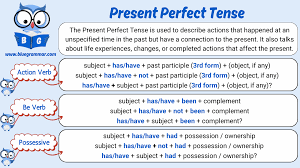 Present Perfect Tense [Action Verbs, Be Verbs, Possessive Forms] - Blue  Grammar