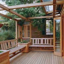 Cut 4x4s to be at least a little higher than the railing will be, plus extra length to hang below the deck planks. Benches And Planters Fine Homebuilding
