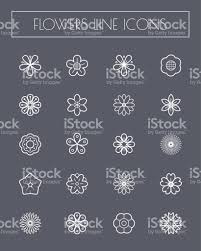 thin line flower icons set 新港 サイン