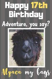Happy 17th Birthday Adventure You Say Alpaca My Bags Alpaca Meme Smile Book 17th Birthday Gifts For Men And Woman Birthday Card Quote Journal Diary Greetings