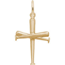 18k gold gf p51 crucifix cross lady womens mens solid necklace pendant jewellery. Baseball Bat Cross Charm Rembrandt Charms