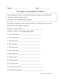 Englishlinx Com Onomatopoeia Worksheets Onomatopoeia Figurative Language Worksheet Language Worksheets