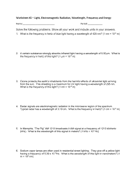 Each word will be used only once. Worksheet 2 Electromagnetic Radiations Answers