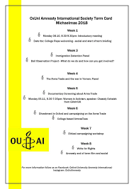Semester dates by academic year for undergraduate modular programme and postgraduate taught students. Our Term Oxford University Amnesty International Society Facebook