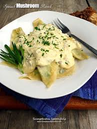 Spinach Mushroom Ravioli W Mushroom Cream Sauce Sumptuous Spoonfuls Recipe Mushroom Ravioli Spinach Stuffed Mushrooms Stuffed Mushrooms