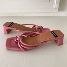 NWOT Anthropologie Angel Alarcon Strappy Slingback Heeled Pink Sandals Sz  37 | eBay