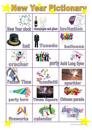 New Year Pictionary English Esl Worksheets Pictionary New Year S Eve Activities Newyear