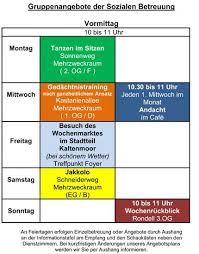 Wochenplan Beschaftigung Seniorenzentrum Alte Stadtgartnerei Wochen Planer Beschaftigung Fur Senioren Planer