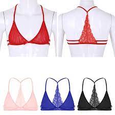 Mens Sissy Lace Bra Wire-free Training Bra Mesh Tank Top Crossdresser  Underwear | eBay