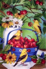 Birds And Cherries Flag Pintura De Pajaros Pajaros Y Flores Dibujos De Aves