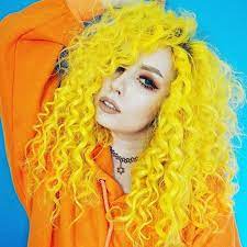 Yellow curly hair and scalp from body which had long black wig over hair. Yellow Short Curly Synthetic Lace Front Wigs Free Parting Bob Hairstyle Heat Resistant Fiber Hair Replacement Wig For Wen Us 75 00 Gracefantasy Yellow Hair Color Hair Styles Hair Inspiration