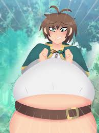 ceo of inflation yaoi 🔞 on X: kazuma ate some really strange fruit which  caused his belly to start growing in size! his chest is starting to get  bloated too! he doesnt