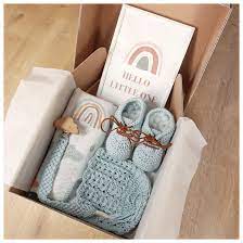 Blue Gender Neutral Baby Gift Set Gifts For Newborn Babyshower Gift Box Unisex Organic Baby Presen Baby Shower Gift Box Neutral Baby Gifts Creative Baby Gifts