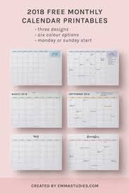 2018 Monthly Free Printable Calendars By Emmastudies Calendar Printables Free Printable Calendar Planner Pages