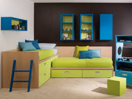 Put the bed in the corner for a whole new angle on your furniture arrangement. Kid Bedroom With Corner Beds Equipped With Drawers Idfdesign