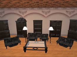 The relaxed chair is excellent for relaxing in. Second Life Marketplace Lr01 Black Velvet Living Room Set With Cabinets Andtables