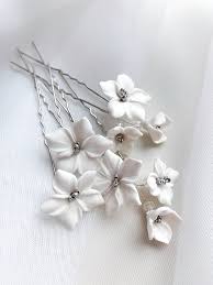 Free shipping on orders over $25 shipped by amazon. Wedding White Flowers Hair Pins Set Of 4 Bridal Floral Hair Etsy