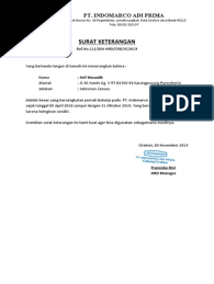Simak lebih lengkap untuk mengetahui contoh suratnya. Paklaring Indomarco Adi Prima