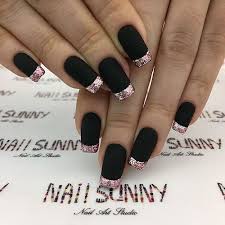 Black And Rose Gold Nails Design Nailart Nails Blacknailswithglittertips Blackfrenchmanicure Blacknailswithgoldglitter Black Acrylic Nail Designs Rose Gold Nails Design Gold Nail Designs