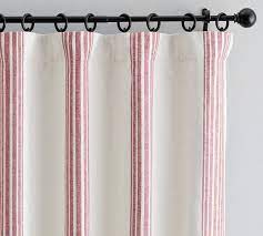 Riviera Striped Linen Cotton Blackout Curtain Red Curtains Curtains Drapes Curtains