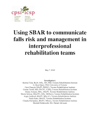 Pdf Using Sbar To Communicate Falls Risk And Management In