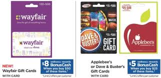 11 gift cards available on gift card granny. Expired Rite Aid Earn Bonuscash On Wayfair Applebee S Dave Buster S Gift Cards Gc Galore